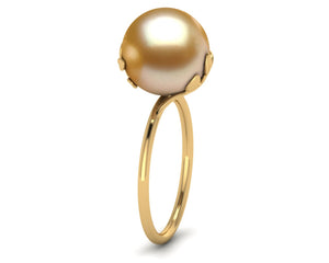 Golden Pearl Olive Branch Ring