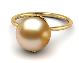 Golden Pearl Olive Branch Ring