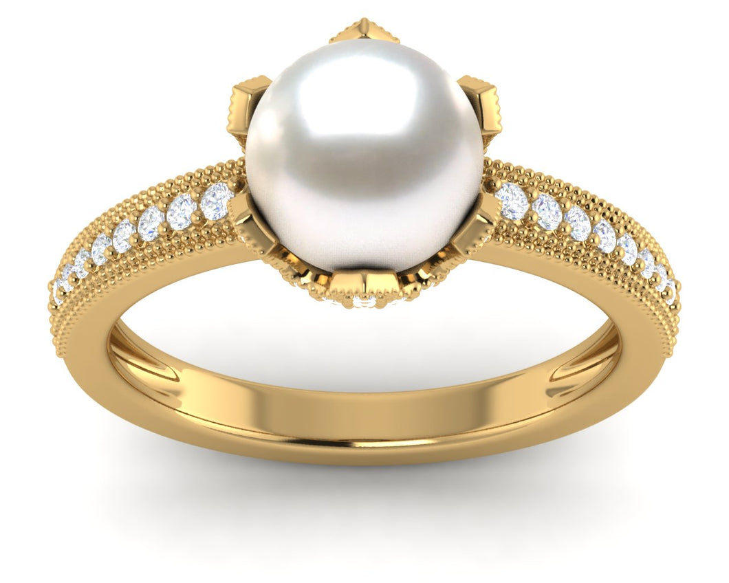 Akoya Pearl Crown Ring
