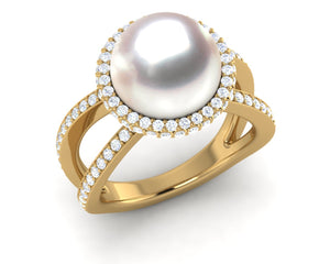 Freshwater Double Band Pave Halo Ring